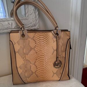 Michael Kors Beige Snake Print Tote